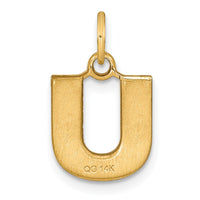 14KY Satin Diamond-cut Letter U Initial Charm-C566U