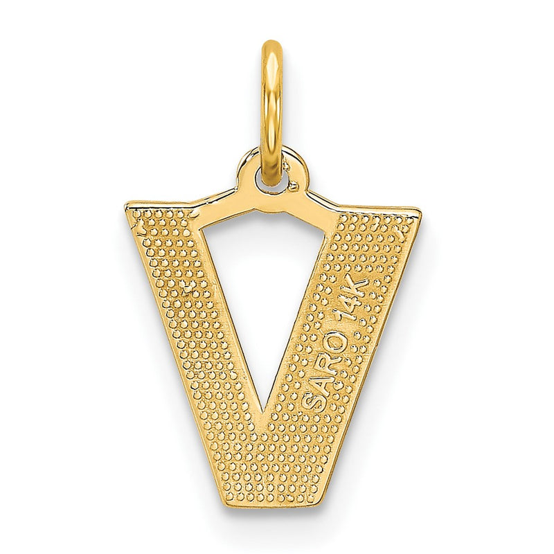 14KY Satin Diamond-cut Letter V Initial Charm-C566V