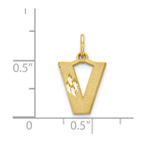 14KY Satin Diamond-cut Letter V Initial Charm-C566V