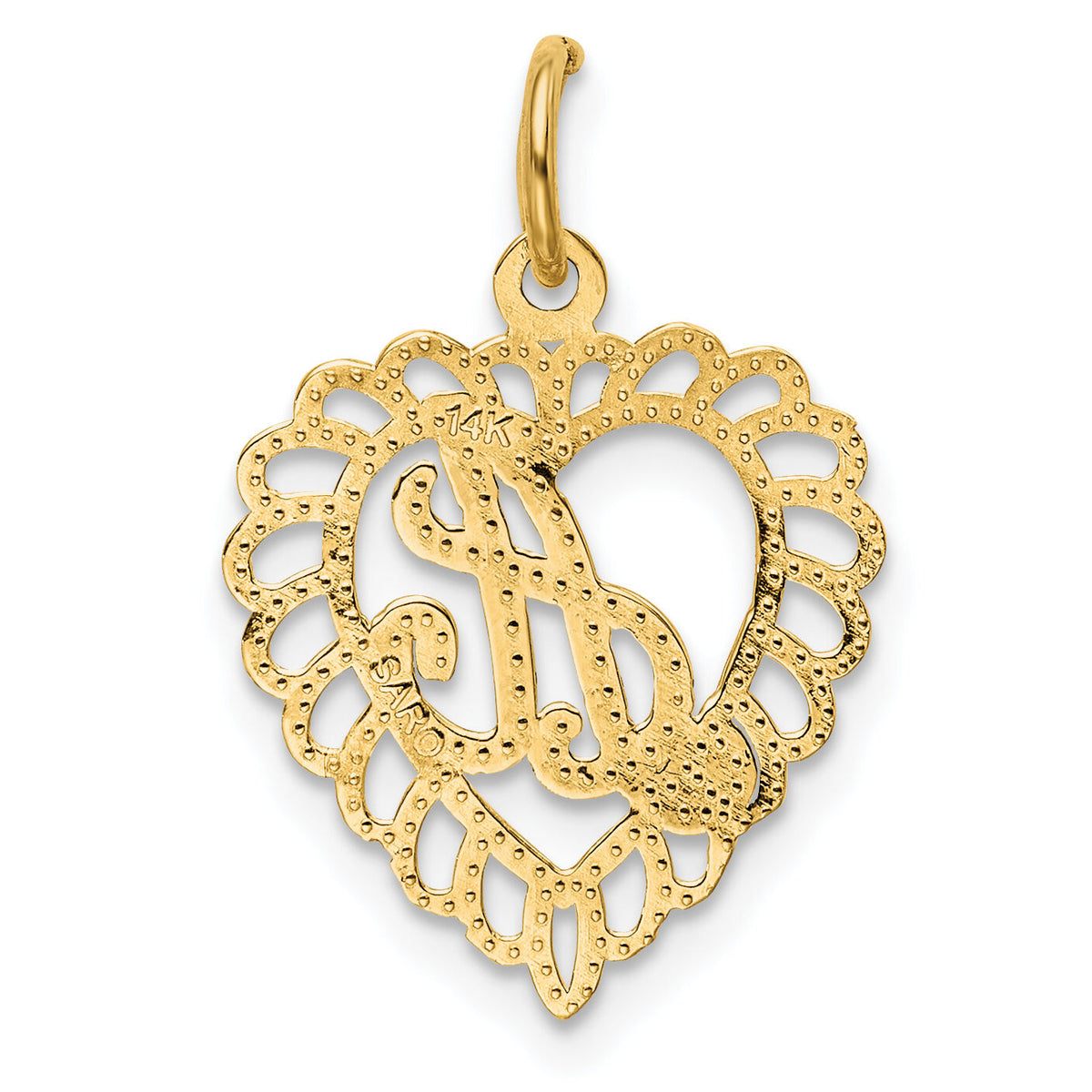 14k Heart Letter A Charm-C568A