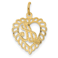 14k Heart Letter A Charm-C568A