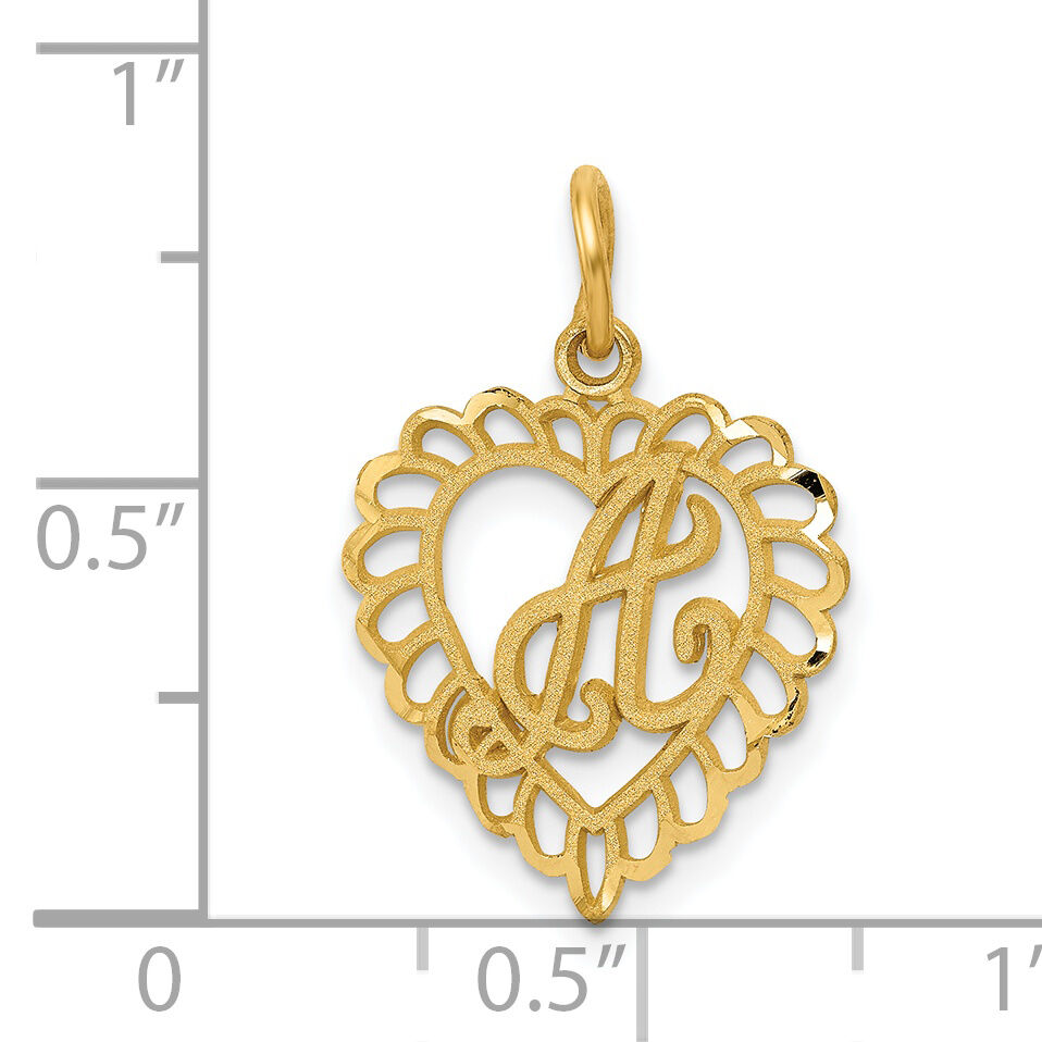 14k Heart Letter A Charm-C568A