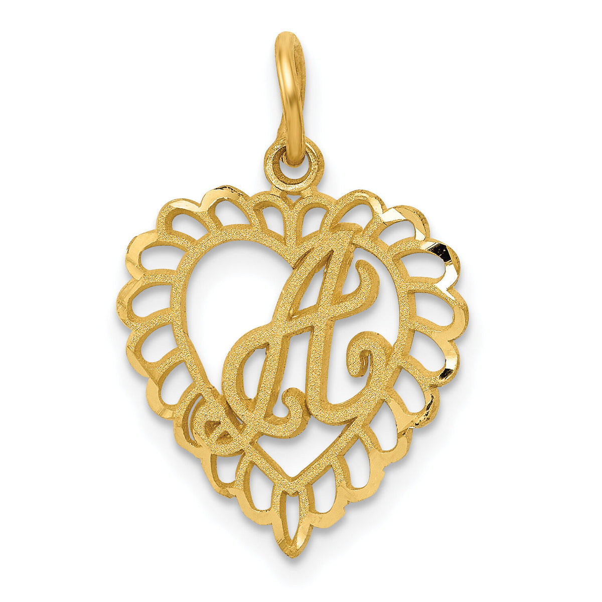 14k Heart Letter A Charm-C568A