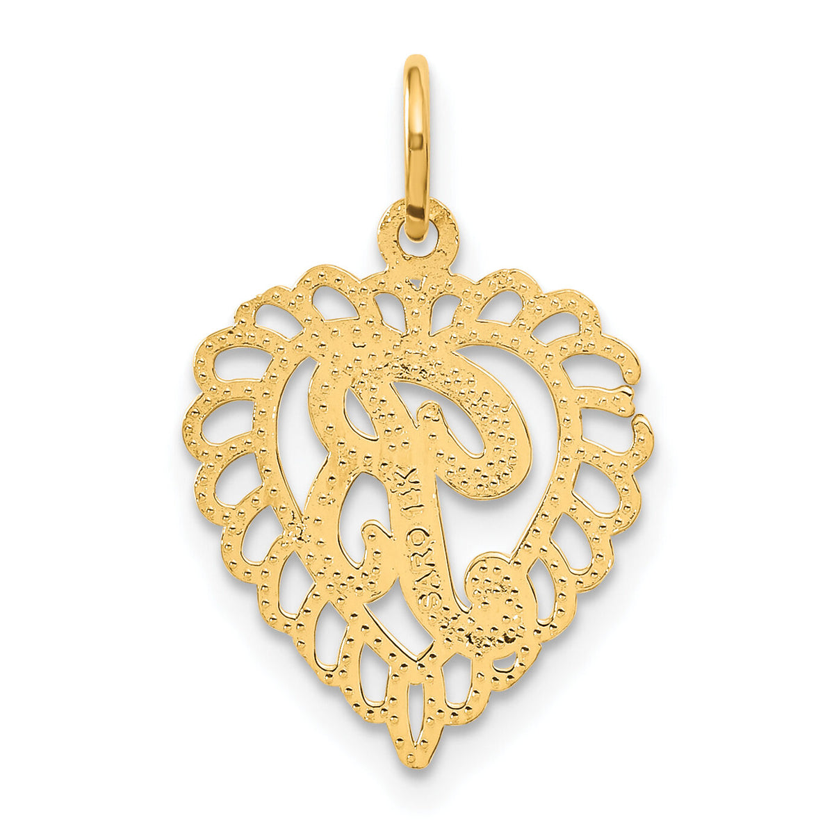 14k Heart Letter B Charm-C568B