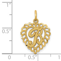 14k Heart Letter B Charm-C568B