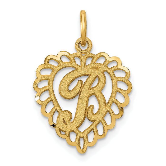 14k Heart Letter B Charm-C568B