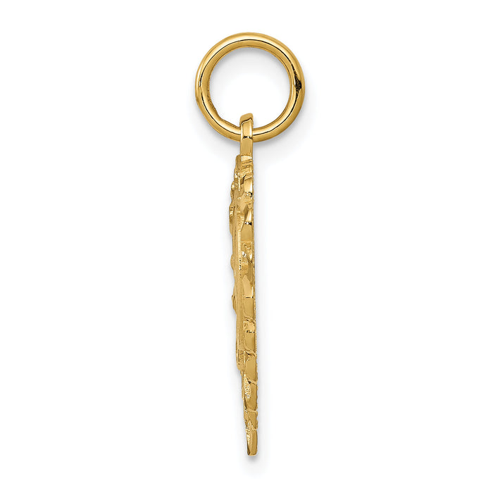 14k Heart Letter D Charm-C568D