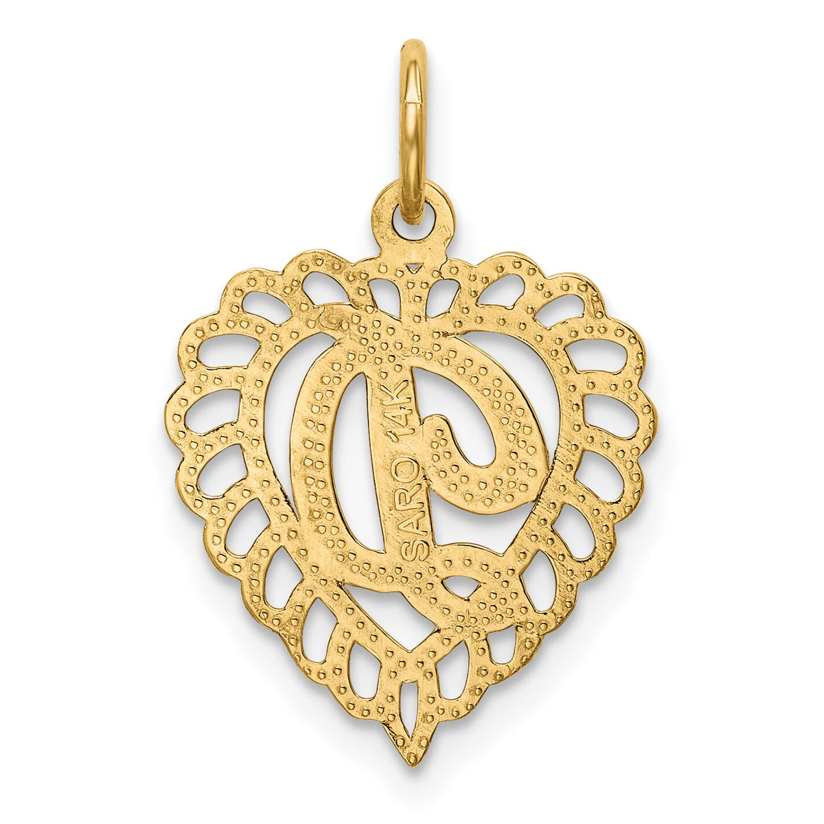 14k Heart Letter D Charm-C568D