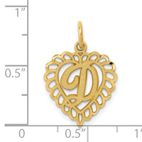14k Heart Letter D Charm-C568D