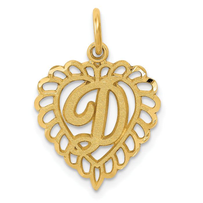 14k Heart Letter D Charm-C568D