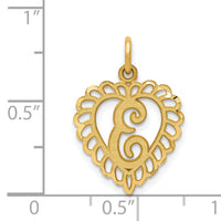 14k Heart Letter E Charm-C568E