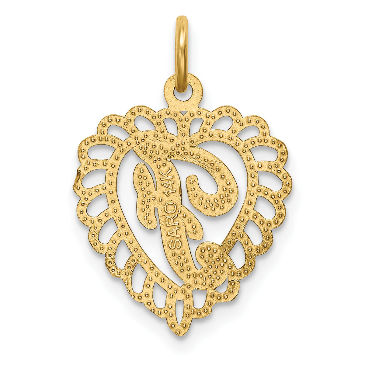 14k Heart Letter F Charm-C568F