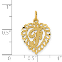 14k Heart Letter F Charm-C568F