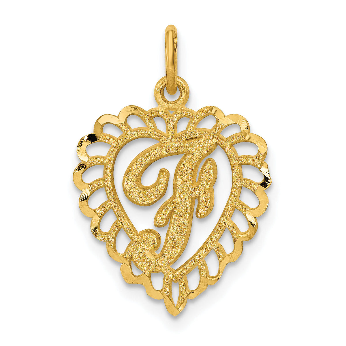 14k Heart Letter F Charm-C568F