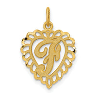 14k Heart Letter F Charm-C568F