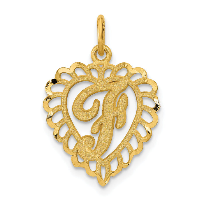 14k Heart Letter F Charm-C568F