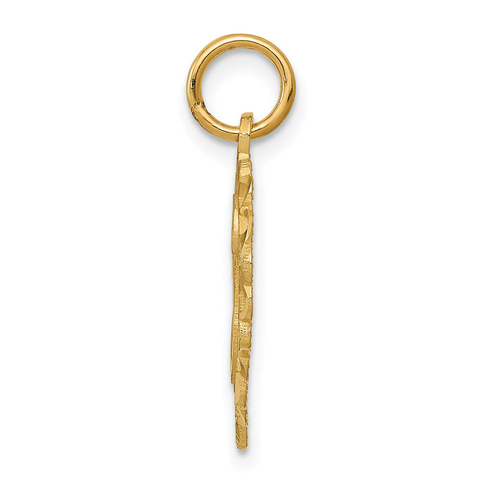 14k Heart Letter H Charm-C568H