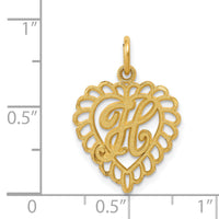 14k Heart Letter H Charm-C568H