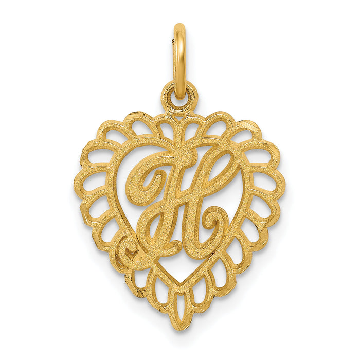 14k Heart Letter H Charm-C568H