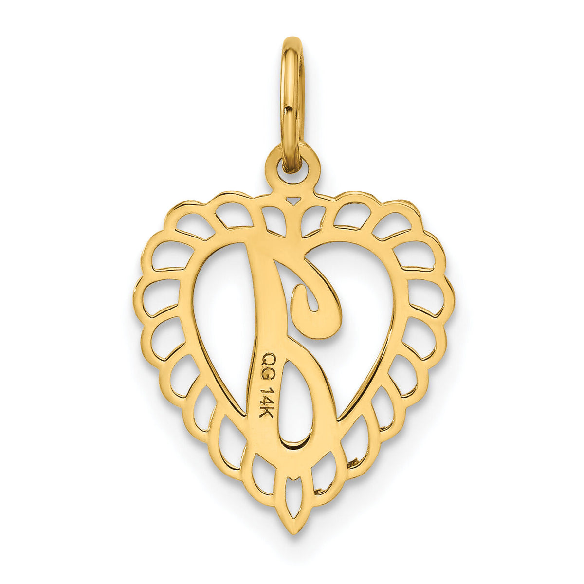 14k Heart Letter I Charm-C568I