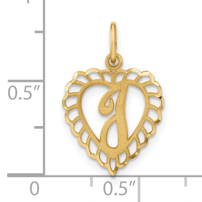 14k Heart Letter I Charm-C568I