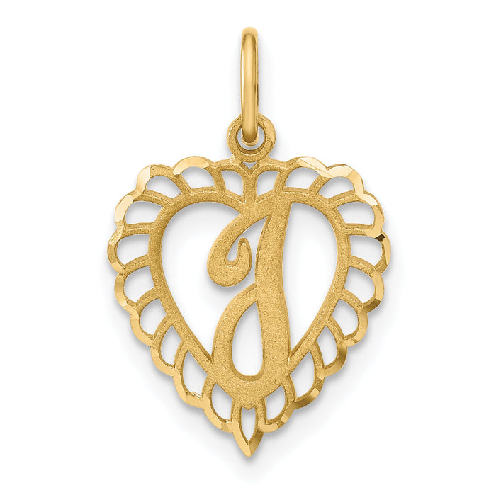 14k Heart Letter I Charm-C568I