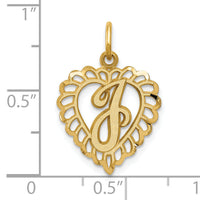14k Heart Letter J Charm-C568J