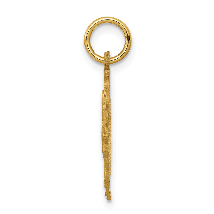 14k Heart Letter K Charm-C568K