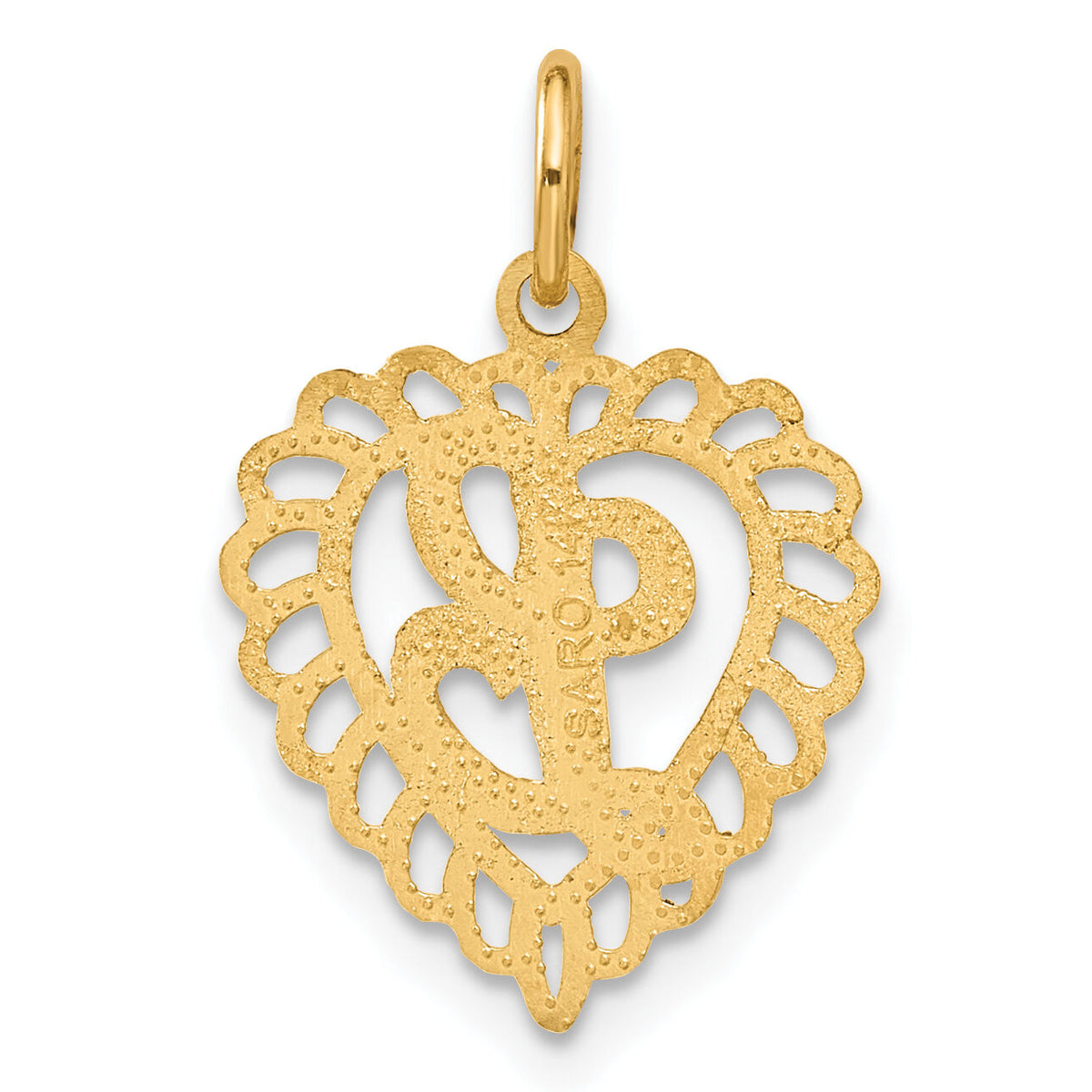 14k Heart Letter L Charm-C568L