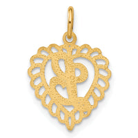 14k Heart Letter L Charm-C568L