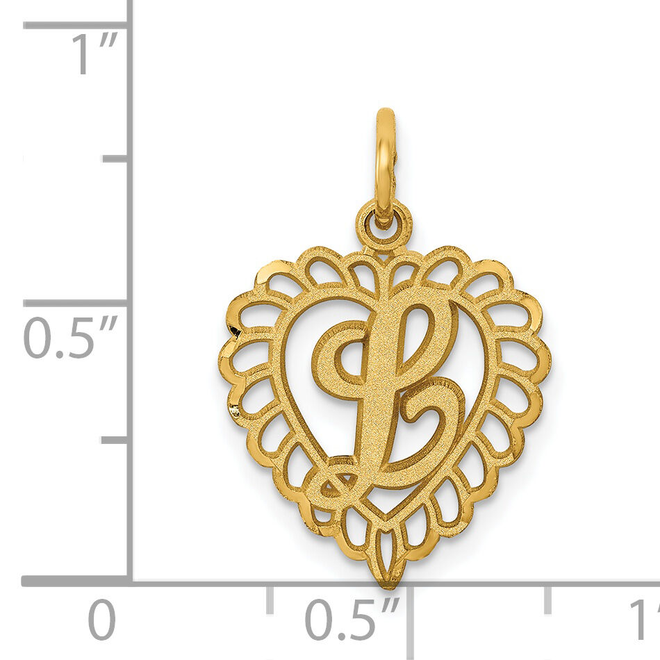 14k Heart Letter L Charm-C568L