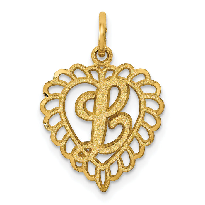 14k Heart Letter L Charm-C568L