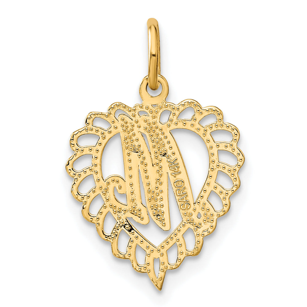 14k Heart Letter M Charm-C568M