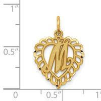 14k Heart Letter M Charm-C568M