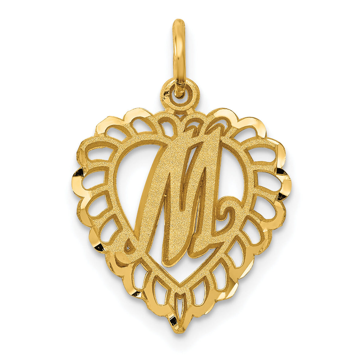 14k Heart Letter M Charm-C568M