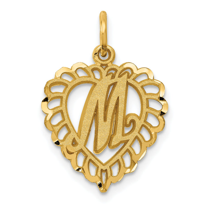 14k Heart Letter M Charm-C568M