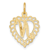 14k Heart Letter N Charm-C568N