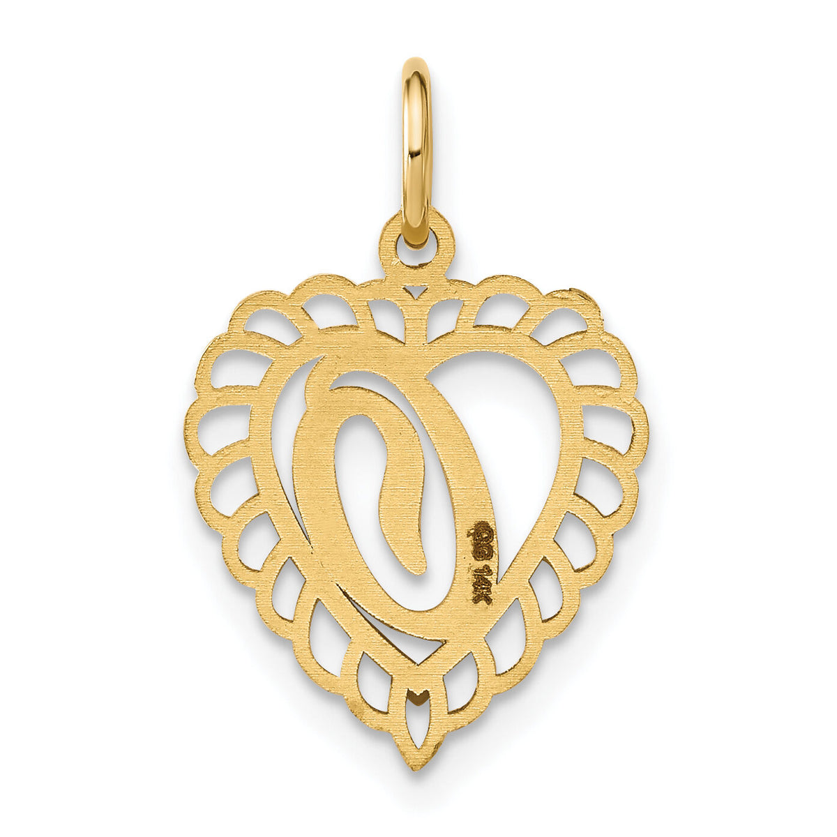 14k Heart Letter O Charm-C568O