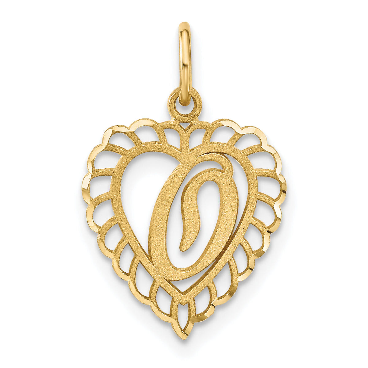 14k Heart Letter O Charm-C568O