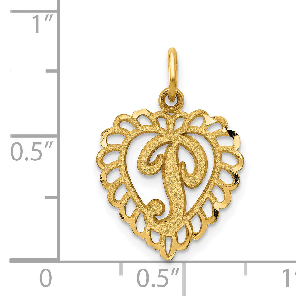 14k Heart Letter P Charm-C568P