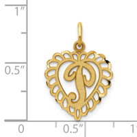 14k Heart Letter P Charm-C568P