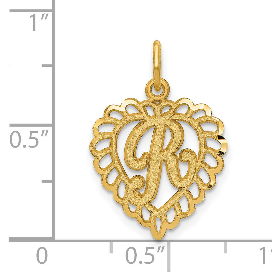 14k Heart Letter R Charm-C568R