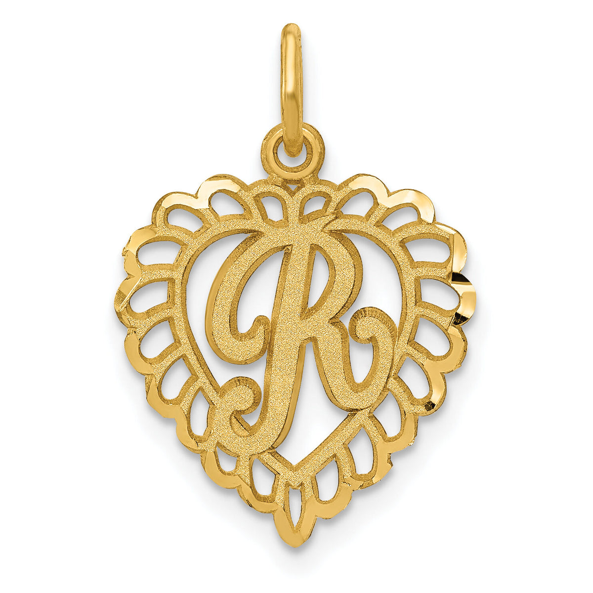 14k Heart Letter R Charm-C568R