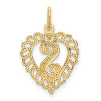14k Heart Letter S Charm-C568S
