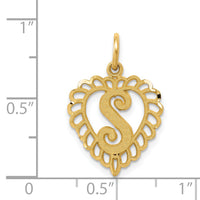 14k Heart Letter S Charm-C568S