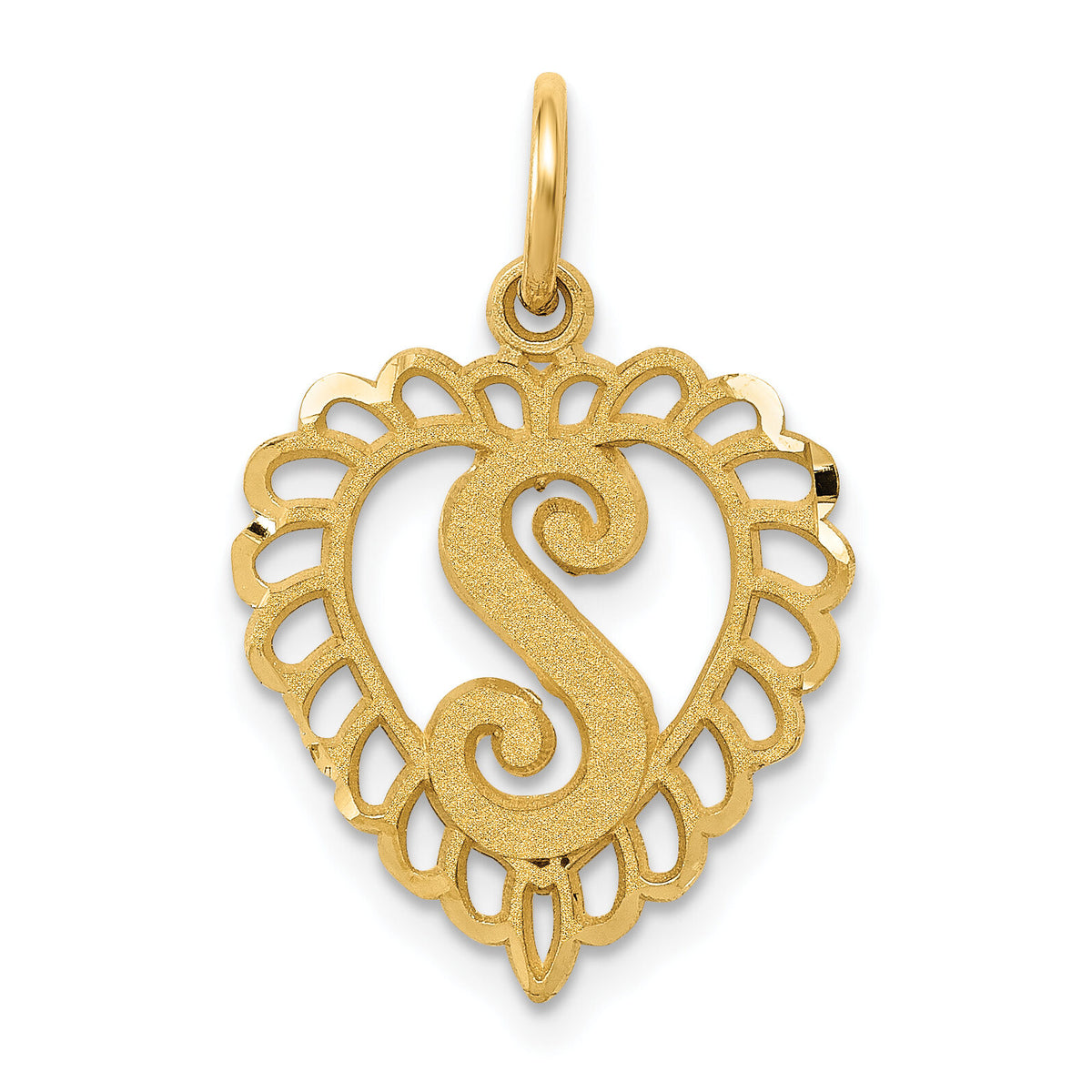 14k Heart Letter S Charm-C568S