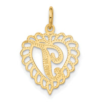 14k Heart Letter T Charm-C568T