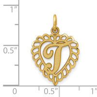 14k Heart Letter T Charm-C568T