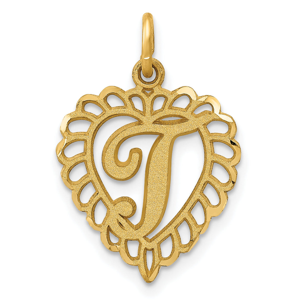 14k Heart Letter T Charm-C568T