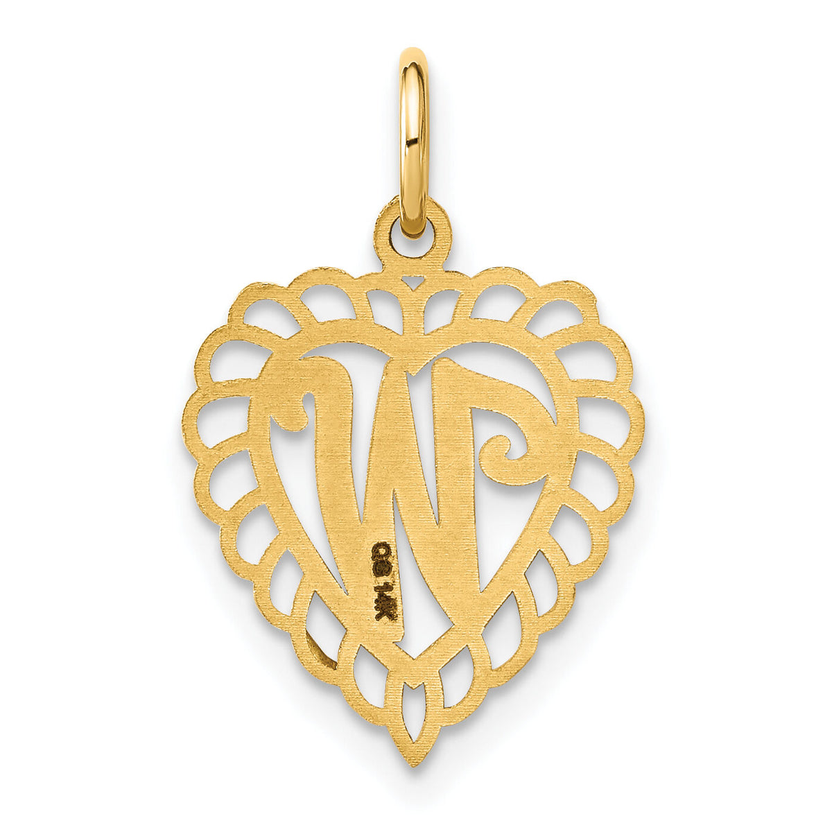 14k Heart Letter W Charm-C568W